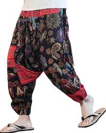 Mens Womens Harem Pants Loose Fit Boho Yoga Hippie  Drop Crotch Trousers-20256688 - 樣式 6 - 查看 7