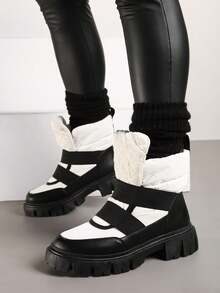 Botas de neve acolchoadas e sem cadarço para uso diário - Branco - Ver 4