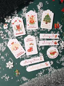 50pcs/Set Christmas Party Gift Candy Baking Boxes, Paper Boxes, Paper Bags, Hang Tags, Cards, Labels, Including Ropes