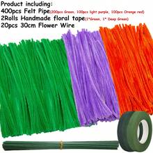 432pcs/Set Color Flower DIY Twisting Felt Pipe With Flower Wire Flaral Tape Handmade Floral Art Flower Making Material Mother's Day Gifts - Multicolor - View 8