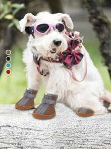 4双防水透气狗狗鞋 | 防滑、保暖、耐用 | 适合小型、中型和大型犬 | 雨天和户外活动必备 - 保护爪子，圣诞节/生日礼物佳选