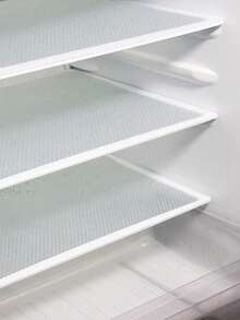 1 Rollo de 11.8*118 pulgadas Forro para estantes, forro para cajones, forro para gabinetes. Material de EVA semi-transparente, resistente al agua, a la humedad, al moho, al aceite y antideslizante. Grueso, resistente al desgaste, lavable y reutilizable, se puede cortar a medida, adecuado para estantes, gabinetes, refrigeradores, cajones, estantes para zapatos, sin adhesivo - Blanco - Ver 9