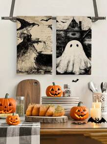 2pcs/4pcs/12pcs Halloween Witch Pattern Kitchen Towels, Halloween Pumpkin Pattern Bathroom Towels, Halloween Outdoor Party Towels, Halloween Home Decor, Halloween Kitchen Decor, Modern Style, Quick Drying, Super Soft Microfiber Material, Rectangular, 15.75IN*23.62IN/40*60CM Digital Printing Pattern, Suitable For Outdoor Party Decoration, Halloween Holiday Gifts