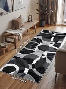 1pc Modern Minimalist Black Area Rug, Washable Non-Slip, 850g/M² For Living Room Bedroom Kitchen Office Entryway