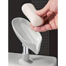 1 PC Soap Box, Soap Shelf Suction Cup, Wall-Mounted No-Drill Creative Draining Rack Does Not Accumulate Water, Household Storage, Leaf Shape Soap Dish With Drain, Suction Soap Holder Tray For Bathroom Accessories, Soap Container, Bathroom Storage And Organization Home Bathroom Decor Back To School
