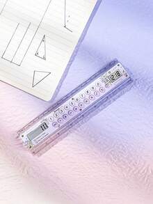 1pc Dopamine Ruler Calculator, Can Measure Size And Tell Time, 8-Digit Display, ABS Material, Cartoon Pattern, Suitable For School, Exam, Home, Back To School, Classroom Gift, Student Ruler Calculator - Single Piece - View 7