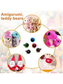 15 件塑料安全眼睛和鼻子，手工娃娃眼睛和熊鼻子（带垫圈），适用于万圣节装饰、圣诞节装饰、DIY 工艺品、钩针娃娃和毛绒动物（各种尺寸）、装饰房间、装饰房屋工具套装、学生手工学校用品