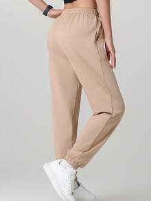 Women's Jogger Pants With Pockets And Drawstring, Suitable For Running, Casual, Fitness, Jogging And Other Sports - Khaki - View 3