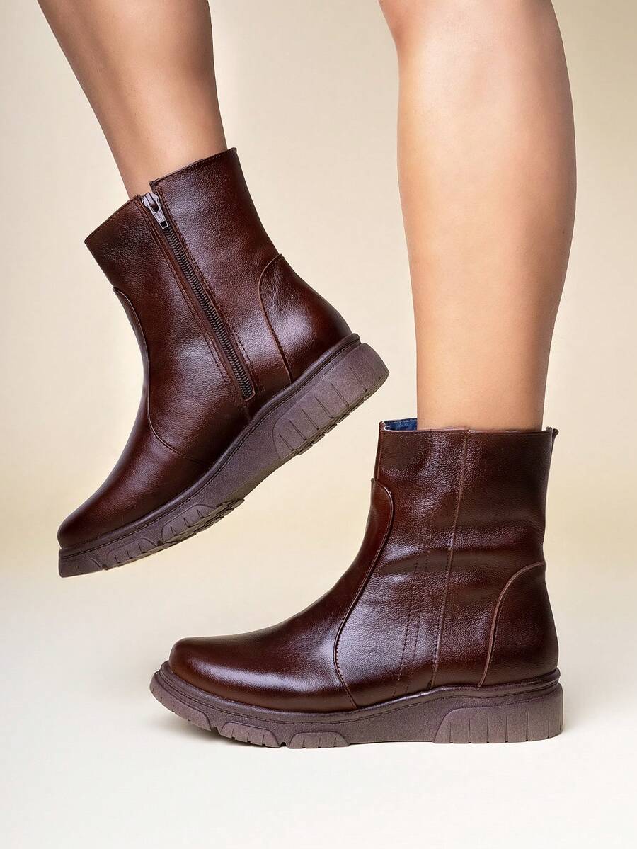 BOTIN DE PIEL GENUINA, COMODIDAD, PARA CASA Y OFICINA USALO TODO EL AÑO! - Marrón - Ver 1