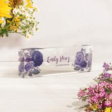 1pc Personalized Acrylic Desk Name Plate With Floral Design 21 Styles- Custom Engraved Office Desk Sign For Women And Men - Elegant Clear Acrylic Glass Block - Ideal For Boss, Teacher, Coworker Appreciation Gifts,Personalized Office Decor, Ideal Gift For Bosses, Teachers, Lawyers, Doctors & Colleagues -Personalized Gifts, Holiday Gifts
