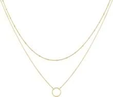 MEVECCO Layered Heart Necklace Pendant Handmade 18k Gold Plated Dainty Gold Choker Arrow Bar Layering Long Necklace For Women - 層層業力 - 查看 1