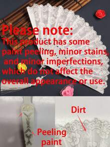 1 件白色樱花图案蕾丝折扇，配优雅大方的镀金框架，适合日常使用，扇长 22.5 厘米，金属花朵图案扇子生日最佳礼物，中性配饰，家居装饰配件和配饰（注意：本产品有一些小瑕疵，但不影响其整体外观或可用性。） - 彩色 - 查看 10