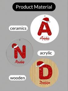 Enfeites de Natal Personalizados com Nome, Decorações Personalizadas para Árvore de Natal, Enfeites Acrílicos Personalizados, Suprimentos Artesanais Natalinos Redondos Personalizáveis, Enfeites DIY, Natal, Interno, Externo, Jardim, Aniversário, Cerâmica, Madeira, Acrílico, Decoração de Ambiente, Menino, Menina, Mãe, Família, Pai, Crianças - Estilo A - Visão 6