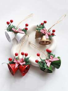 1 peça de sino duplo decorativo de Natal para pendurar em janelas e árvores, acessórios de metal para decoração DIY, decoração de cenários, decoração de festivais, decoração de quartos, decoração de casa, decoração de escritórios, decoração de festas temáticas, decoração de Natal, decorações de Natal, decorações de inverno, presentes de Natal para casa, decoração de Natal