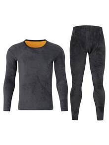 2pcs Men's Thermal Underwear Set, Autumn/Winter Long Johns Crew Neck Thermal Underwear