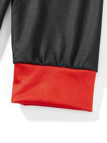 Christmas Family Pajamas Matching Set Letter Santa Hat Print Long Sleeve Tops And Plaid Pants Sleepwear - Black - View 10