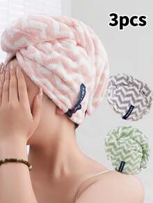 1/2/3pcs Polyester Absorbent Hair Drying Towel Caps, Multi-Pattern, Women Hair Turban Shower Wraps Back To SchoolHair Bonnet Shower Towels For Beaty Salon, Hotel Sports,Home Essentials, Towel, Skin Care