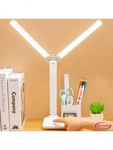 Table Lamp With Pen Holder USB 3 Colors 4000mAh Rechargeable Battery 5v LED - D.K.L - trắng - Xem 3