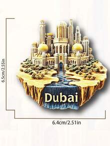 1pc UAE Abu Dhabi City Architecture Fridge Magnet, Dubai Burj Khalifa Tower Travel Souvenir Gift, High-End Home Decor Magnetic Sticker - Multicolor - View 22