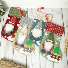 1pc Christmas Stockings, Faceless Old Man Figurine, Three-Dimensional Christmas Linen Stockings, Candy Bag, Gift Bag Pendant Home Decor Christmas Decorations Room Decor - Multicolor - View 4