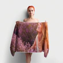 1pc Customized Photo Soft Polyester Blend Beach Towel - Personalized Bath/Pool Towel, Perfect Holiday Gift, Modern Fantasy Design - Multicolor - View 5