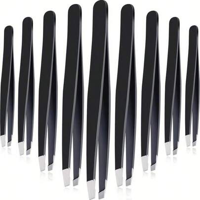 12pcs Eyebrow Tweezers Set, Stainless Steel Slanted Tip Tweezers For Facial Hair Grooming