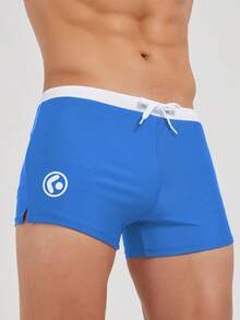 Plus Size Men's Sexy Swim Trunks With Zipper Pocket, Swimsuit Shorts For Beach Sports - Royal Blue - View 2