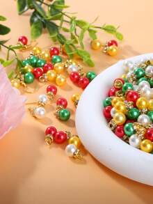 20/50 件圣诞水钻吊坠珠，圣诞节多色亚克力饰品，用于珠宝制作、耳环项链手链 DIY 珠宝制作工艺用品配件、圣诞礼物 - 聖誕節ABS仿珍珠吊墜 - 查看 2