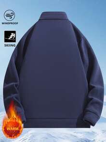 1 Peça Jaqueta Forrada de Sherpa para Homens, Outdoor, Hiking, Ciclismo, Esqui, Gola Alta, Casaco Esportivo de Fleece, Outono/Inverno