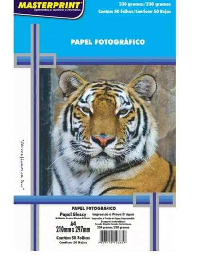 50 Folhas Masterprint 230g A4 Glossy Papel Fotografico