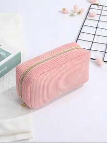 1 件灯芯绒纯色化妆包、拉链旅行化妆包、便携式化妆品收纳包、多功能收纳包、大容量唇彩收纳包、沙滩收纳包、可重复使用的旅行收纳包、宿舍必备品、返校收纳包、度假的完美选择、返校包、旅行必需品、暑期学校用品、化妆包、节日必需品 - 彩色 - 查看 12