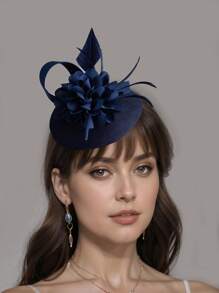 1pc Women's Flower Fascinator Hat Sinamay Tea Party Fascinator Derby Hat Wedding Fascinators Hats Pillbox Hat Feathers Headband With Hair Clip For Women Mini Hats Tiny Hats Mini Top Hat Mini Cap, School Stuff, Autumn, Rave, Halloween Accessories, Bride To Be