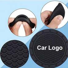 Easypie Selection 2 件汽车杯架杯垫 - 定制徽标硅胶插件，适用于奥迪/T Oyota/VW/Benz/BMW，防滑饮料垫（黑色） - 黑色 - 查看 2