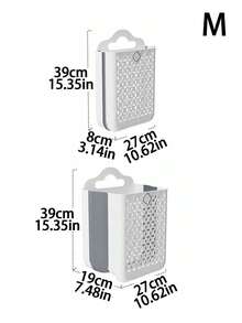 1pc Modern Foldable Laundry Basket | Plastic Hollow Wall-Mounted Storage Box, Can Be Used To Store Clothes, Toys, Snacks, Fruits, Also Suitable For Balcony Storage - Multicolor - View 7