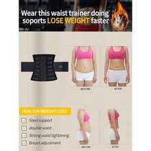 1pc Wrap Waist Trainer, Double Belt For Anti Slip, Body Shaper Corset, Effectively Tightens Belly, Easily Shapes Natural Charming Female Curves - màu đen - Xem 5