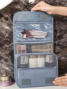 1pc Waterproof Travel Makeup Bag, Hanging Toiletry Bag, Double Layer Cosmetic Organizer Bag, Large Capacity Bathroom Toiletry Bag, Multi-Functional Travel Toiletry Bag, Portable PVC Cosmetic Bag, Holiday Ladies Beach Bag, Travel Bag, With Hook, Double Layer, PVC, Waterproof, Large Capacity, Suitable For Outdoor Travel, Business Trip, Home Storage, Travel, Holiday Outing, Party, Travel Essentials, Cruise Essentials, Holiday Essentials, Back To School Toiletry Bag, Bedroom Decor, Holiday Gift, Birthday Gift, Minimalist Design