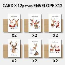 24pcs Holiday Christmas Greeting Cards With Envelopes - Various Santa Claus, Reindeer And Snowman Designs - Thanksgiving Cards, Suitable For Christmas And New Year 2025 - Paper Material