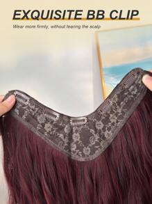 Peluca de fibra sintética resistente al calor en forma de V de 24 pulgadas de color vino tinto, adecuada para que las mujeres y niñas la usen en fiestas y para uso diario - Rojo degradado - Ver 8