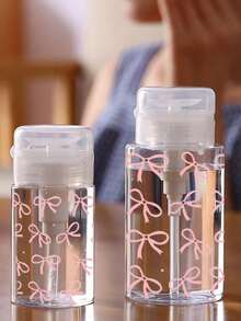 150ml/200ml/300ml 美甲泵式分配瓶，粉色蝴蝶结图案透明按压瓶，酒精指甲油去除剂清洁液储存容器，大容量卸妆液空瓶可重复使用，指甲油去除剂，按压式泵式分配器，空化妆品丙酮容器旅行瓶泵旅行配件，化妆配件宿舍浴室必需品 - 彩色 - 查看 3