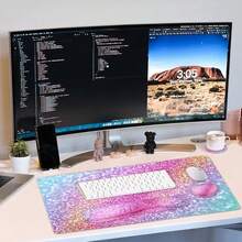 Large Keyboard Mouse Pad Set, Extended Mouse Pad+Keyboard Wrist Rest Support, Memory Foam Ergonomic Easy Typing, 4Pcs (35.4*15.9 In) Desk Pad Set For Home Office Study Game - Colorful-671326 - Colorfulsands - View 8
