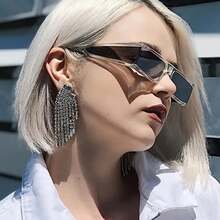 Y2K Cyberpunk Style Future Glasses - Wide Lens, Lightweight Plastic Frame, Fashionable And Avant-Garde Unisex Party And Daily Accessories,  Glasses, Rectangular Lens Design, Simple Shape, Exclusive For Fashion Enthusiasts - 透明/銀色 - 查看 4
