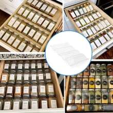 一套多功能亚克力抽屉式化妆品收纳盒托盘，可用于整理化妆品、梳妆台必备品、调料罐架，以及可折叠厨房台面收纳方案，让您轻松准备节日用品，非常适合圣诞节、感恩节、新年和情人节庆祝活动。 - 無色 - 查看 6