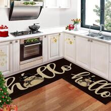 1pc Christmas Snowman Doormat/Kitchen Mat/Bath Mat/Dining Room Mat - Faux Wool TPR Bottom, Stain Resistant, Machine Washable Knit Polyester Mat For Indoor/Outdoor Entry, Home And Office Decor - Rectangular Welcome Mat With Memory Foam For Comfort