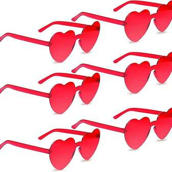 12 piezas Gafas de fiesta con forma de corazón, gafas sin montura con forma de corazón en color negro, gafas con forma de corazón divertidas para obsequios de fiesta, Navidad