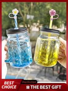 6pcs Straw Toppers, Straw Cover, Straw Covers Cap, Reusable Silicone Straw Toppers Compatible With Stanley Cup Spill Leak Stopper Splash Dust Proof Straws Cover , Straws - Begonia Flower Straw Lid - View 6