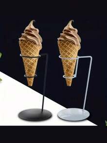 1 Piece Ice Cream Cone Stand, Ice Cream Display Stand, Iron Metal Cone Stand, Fun Waffle Stand, Single Ice Cream Cone Service, Simple Iron Art Ice Cream Storage Stand, Cone Sundae Crispy Display Stand, Restaurant Cold Drink Shop Display Stand