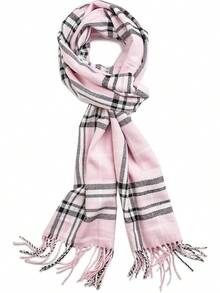 Soft Luxurious Classic Cashmere Feel Winter Scarf With Box, Cozy Warm Scarf - 粉紅色格子禮物 - 查看 4