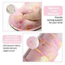 Large Keyboard Mouse Pad Set, Extended Mouse Pad+Keyboard Wrist Rest Support, Memory Foam Ergonomic Easy Typing, 4Pcs (35.4*15.9 In) Desk Pad Set For Home Office Study Game - Colorful-671326 - 粉金大理石-2 - 查看 5