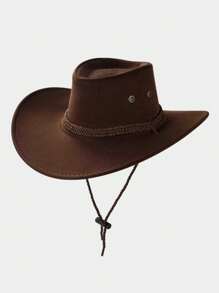 1顶棕黑色牛仔帽，百搭款式，适合万圣节、情人节、圣诞节，男女皆宜，圣诞礼物