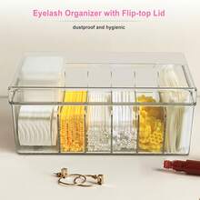 透明便携式睫毛延长和带盖收纳盒 - 适用于技术人员，美容产品、化妆品收纳盒